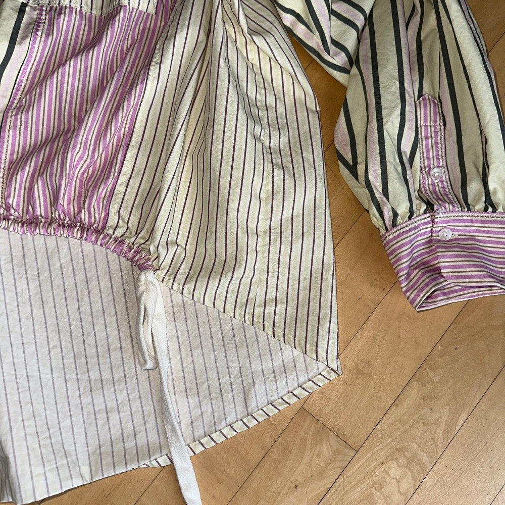 Anthropologie Drawstring hem striped blouse, XL, GP1504 - Picture 7 of 8